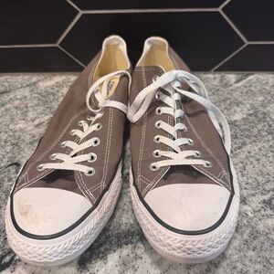 Converse Low Top Canvas Sneakers in Taupe with White Accents